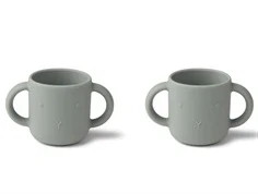 Liewood rabbit dove blue kop med hank Gene silikone (2-pack)